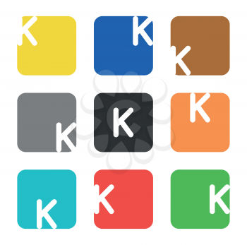 Vector logo element. The letter K is in a square shape with rounded edges and different colors.