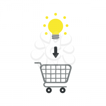 Vector illustration icon concept of light bulb inside shopping cart.