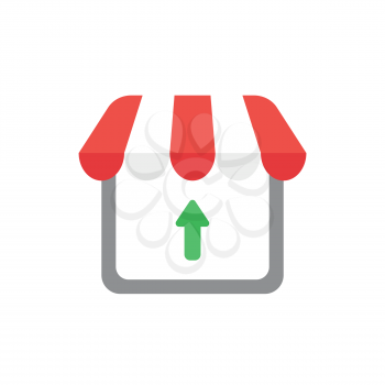 Vector illustration icon concept of shop store with arrow moving up.