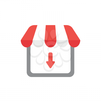 Vector illustration icon concept of shop store with arrow moving down.