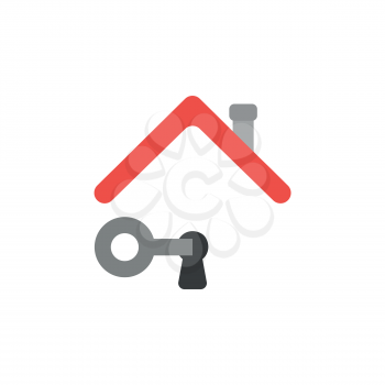 Vector illustration icon concept of key unlock keyhole under house roof.
