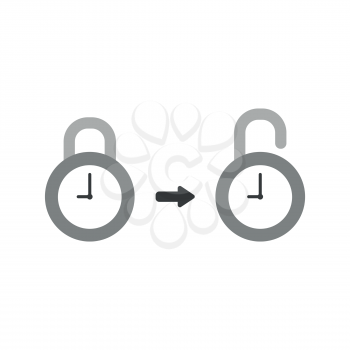 Vector illustration icon concept of closed and opened clock padlocks.