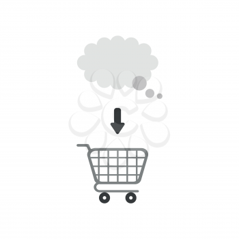 Vector illustration icon concept of thought bubble inside shopping cart.