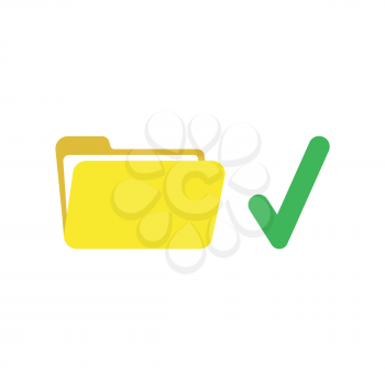 Vector illustration icon concept of open file folder with check mark.