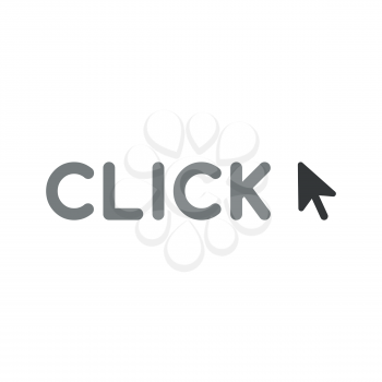 Vector illustration icon concept of click word with mouse cursor arrow.