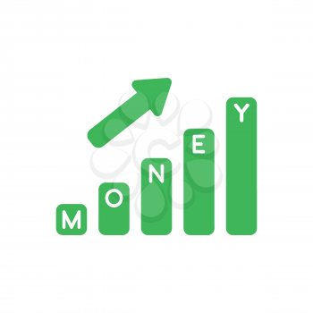 Vector illustration icon concept of money bar graph moving up.