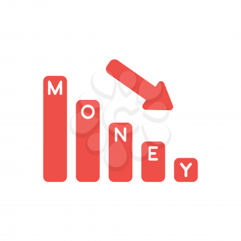 Vector illustration icon concept of money bar graph moving down.
