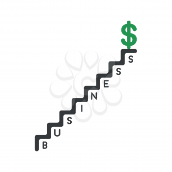 Vector illustration icon concept of dollar symbol on top of business stairs.
