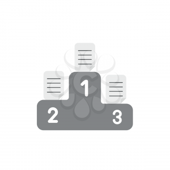 Flat design vector illustration concept of written papers on grey podium symbol icon for first, second and third places on white background.