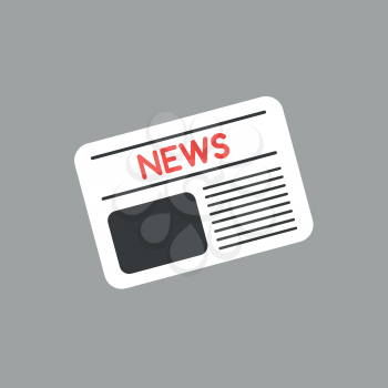 Flat vector icon concept of newspaper on grey background.