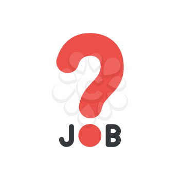 Flat design vector illustration concept of black job word with big red question mark symbol icon.