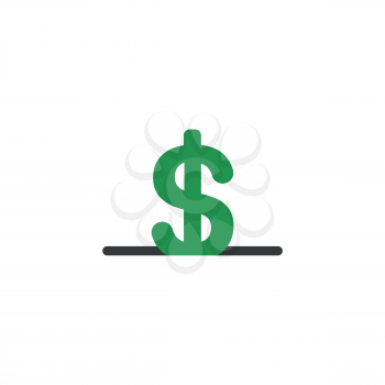 Flat design vector illustration concept of green dollar money symbol icon into black moneybox hole.