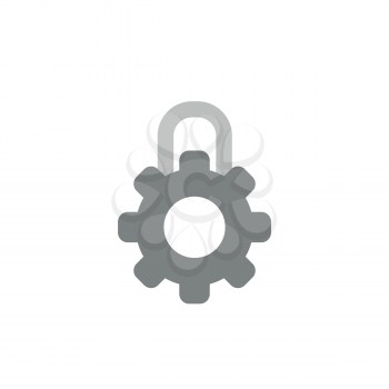 Vector illustration concept of grey gear shaped closed padlock icon.