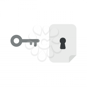 Vector illustration concept of keyhole inside blank paper with key icon.