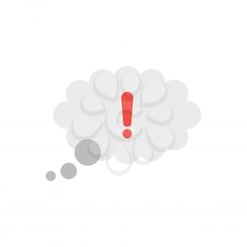 Vector illustration concept of grey thought bubble with red exclamaton mark icon.