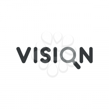 Vector illustration concept of vision word with magnifying glass icon.