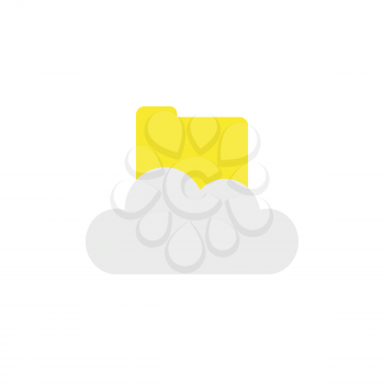 Vector illustration concept of yellow closed file folder icon on grey cloud.