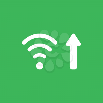Flat vector icon concept of wireless wifi symbol with arrow moving up on green background.