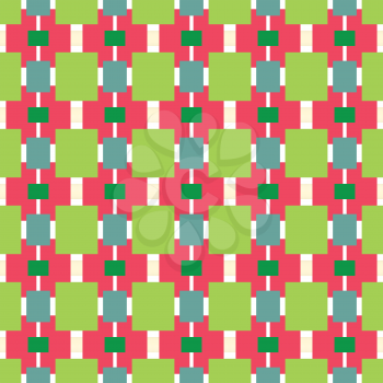 Vector seamless pattern texture background with geometric shapes, colored in green, red, blue and white colors.