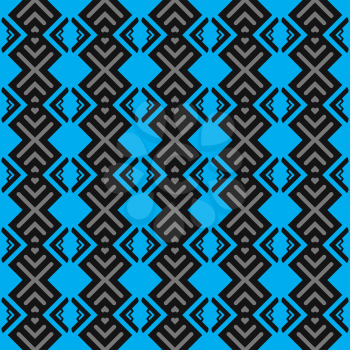 Vector seamless pattern texture background with geometric shapes, colored in blue, grey and black colors.