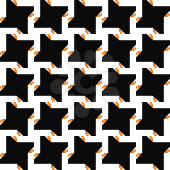 Vector seamless pattern texture background with geometric shapes, colored in black, orange and white colors.