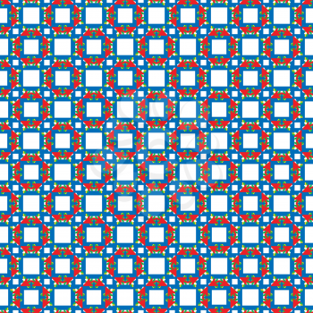 Vector seamless pattern texture background with geometric shapes, colored in red, white, yellow, green and blue colors.