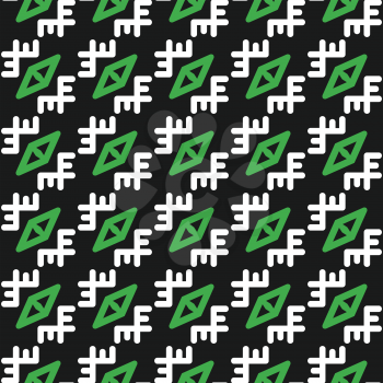 Vector seamless pattern texture background with geometric shapes, colored in black, white and green colors.