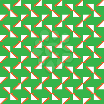 Vector seamless pattern texture background with geometric shapes, colored in green, white and orange colors.