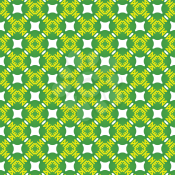 Vector seamless pattern texture background with geometric shapes, colored in green, yellow and white colors.