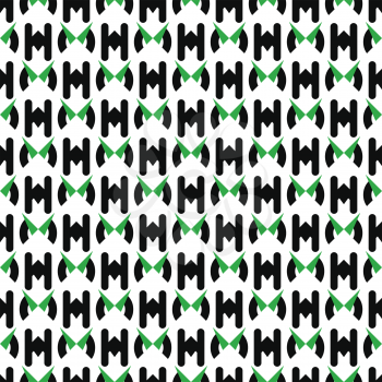 Vector seamless pattern texture background with geometric shapes, colored in black, green and white colors.