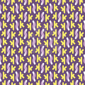 Vector seamless pattern texture background with geometric shapes, colored in violet, yellow and white colors.