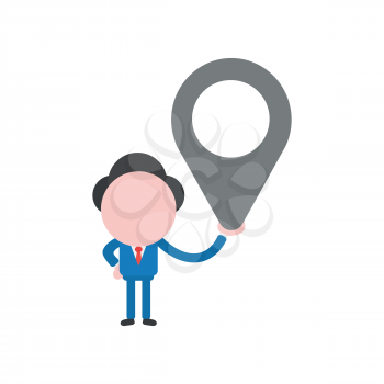 Vector illustration businessman character holding map pointer.