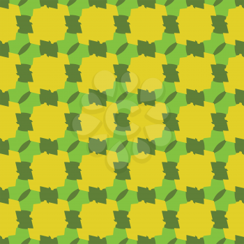Vector seamless pattern texture background with geometric shapes, colored in green and yellow colors.