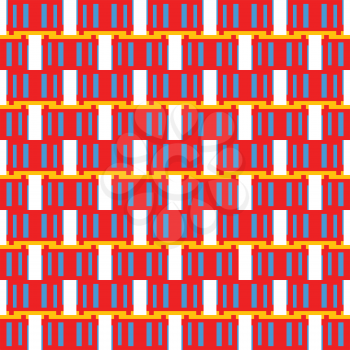 Vector seamless pattern texture background with geometric shapes, colored in red, blue, yellow and white colors.