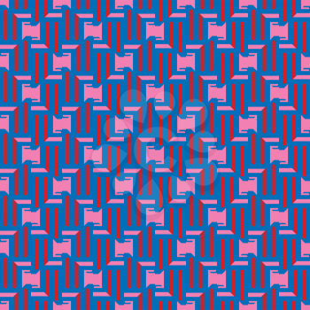 Vector seamless pattern texture background with geometric shapes, colored in blue, red and pink colors.