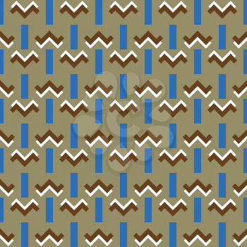 Vector seamless pattern texture background with geometric shapes, colored in brown, blue and white colors.