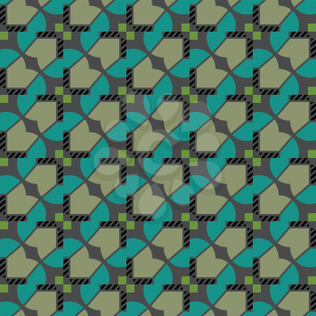 Vector seamless pattern texture background with geometric shapes, colored in grey, blue, green and black colors.