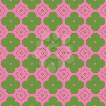 Vector seamless pattern texture background with geometric shapes, colored in pink and green colors.