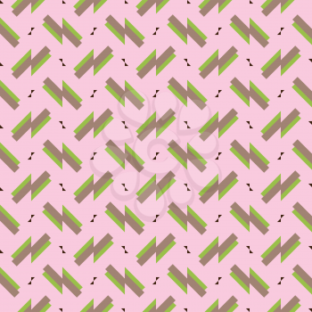 Vector seamless pattern texture background with geometric shapes, colored in pink, brown, green and black colors.