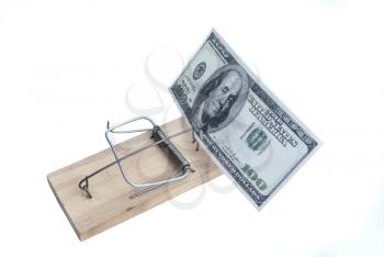 Royalty Free Photo of Money in a Mouse Trap