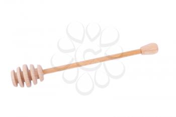 Wooden spoon for honey on a white background.