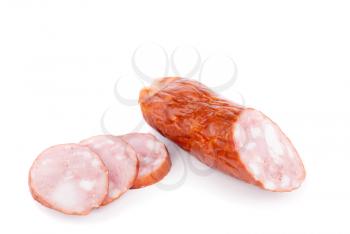 Salami isolated on white background.