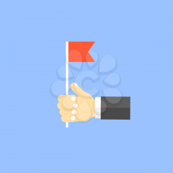 Businessman holding a red flag. Vector illustration .