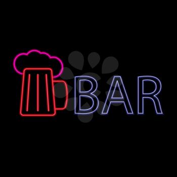 Neon beer bar. Vector illustration .