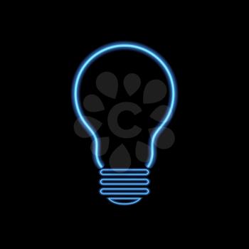 Neon lamp on a black background. Vector illustration .