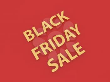 Black friday sale inscription on red background. 3D rendering illustration.