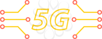5G and the contacts of the motherboard on a white background. Vector illustration .