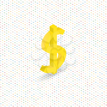 Dollar sign on a digital background. Isometric vector illustration.