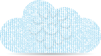 Cloud digital network data on a white background. Data transfer in the network. Vector illustration.