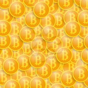 Coins of bitcoins background. Vector illustration .